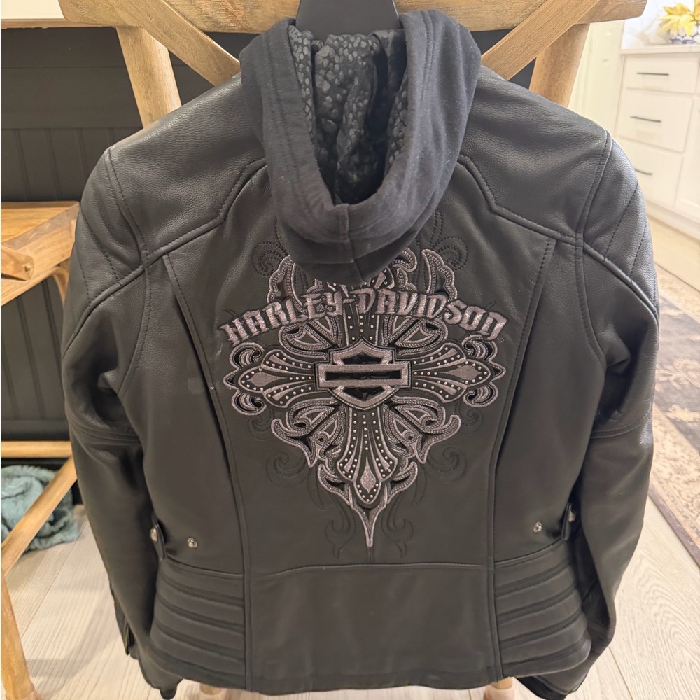 Harley-Davidson Black Embroidered Women's Leather Jacket
